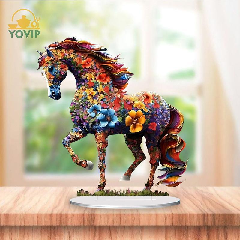 YOVIP Thiết kế sáng tạo Ngựa nghệ thuật đầy màu sắc Trang trí máy tính để bàn tại nhà Trang trí VN