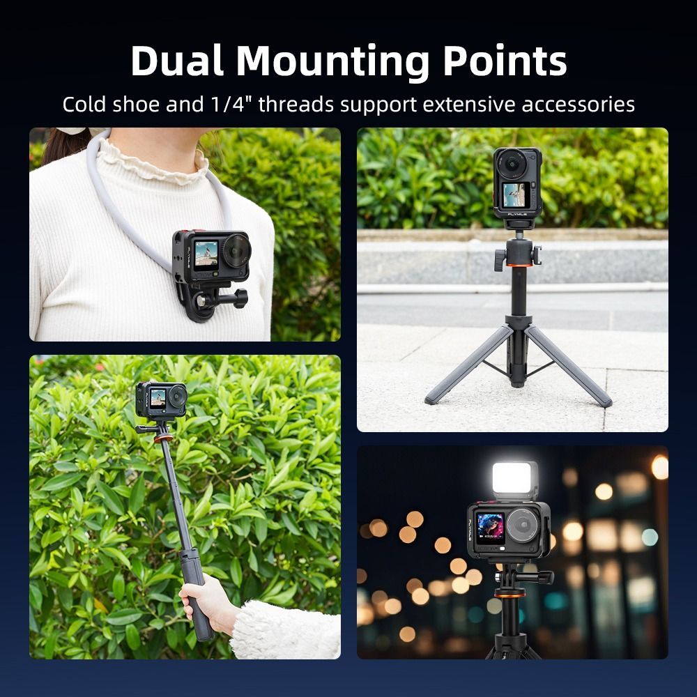 STABFOAM Bảo Vệ, Giày Lạnh Tích Hợp Có Nắp Ống Kính Lồng Kim Loại, Khung Camera Phát Hành Nhanh Hợp Kim Nhôm Cho DJI Osmo Action 6 Phụ Kiện Camera Hành Động