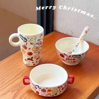 Quà Tặng Giáng Sinh Bộ Đồ Ăn Giá Trị Cao Lễ Cảm Giác Hộ Gia Đình Một Người Bộ Thực Phẩm Gốm Mì Bát Cơm Cốc