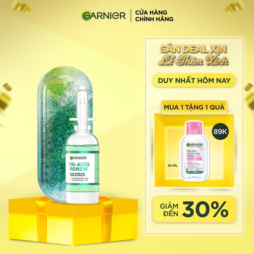 Serum Tri-Acid Garnier thế hệ mới 15% [PHA,AHA BHA ,NIACINAMIDE] giúp da trông sáng hơn láng hơn khỏe hơn - 20ml