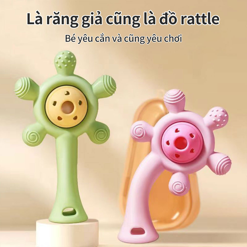 Baby Rattle and Teether Set BPA Free Silicone Sensory Teething Toy for 6M