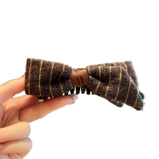 Châu Âu Mỹ ins Phong Cách Mới Sọc Tính Khí Nơ Kẹp Tóc Nữ