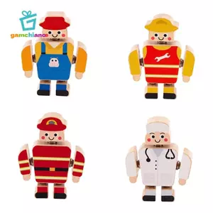 Gamchiano 4 Miếng Gỗ Chụp Cùng Nhau Đồ Chơi Xây Dựng Tháo Rời Cho Bé Trai Bé Gái 3 4 5
