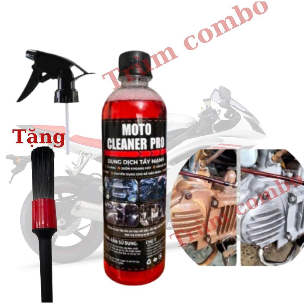 Mẫu mới Siêu Tẩy Rửa Lốc Máy, Tẩy Rửa Xe Không Chạm, Tẩy Rỉ Sét MOTO CLEANER PRO Mẫu Mới Dung Tích 500ml