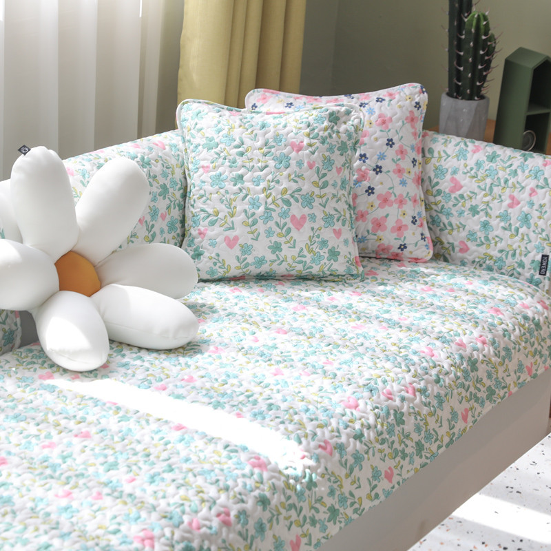Sản phẩm mới đệm sofa bông hoa nhỏ tươi mát, khăn sofa thông dụng bốn mùa chống trượt, đệm ngồi