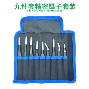 Nhíp Inox 9 Mảnh Bộ Khuỷu Tay Thẳng Mũi Nhọn Chính Xác 1.5 Mm Nhíp Dày Handmade Đặc Biệt Sửa Chữa Kẹp Bộ 2WLQ