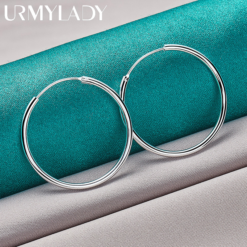 URMYLADY Bông tai bạc 925 mịn 50mm, phù hợp tiệc cưới và thời trang quyến rũ
