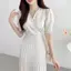 đầm hàn quốc nữ trắng nhẹ nhang lụa dự tiệc thức đầm tiệc cao cấp nàng thơ xinh sang chảnh pháp big size