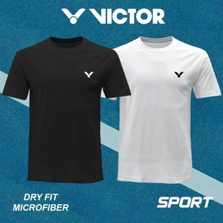 VICTOR Áo sơmi ngắn tay 100% bông hữu cơ, in hình thể thao cổ tròn, phù hợp cho cả nam và nữ