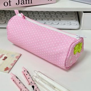 Túi đựng bút TONFASHION, Bút chì dung tích lớn thêu dâu tây, Túi đựng văn phòng phẩm di động đa chức năng dễ thương Đồ dùng học tập
