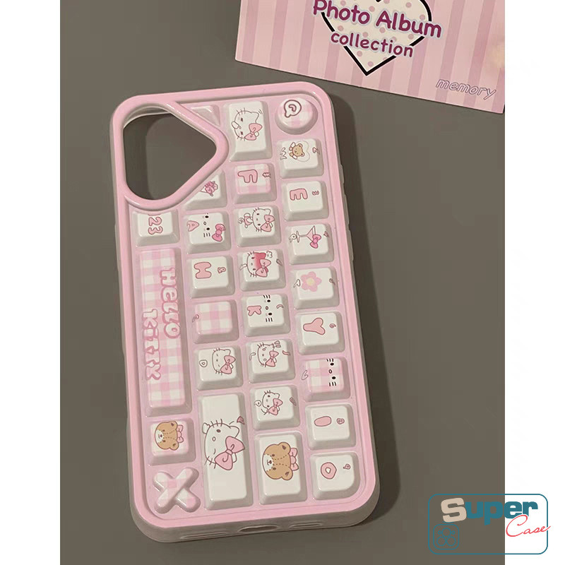Ốp Lưng Tương Thích Cho IPhone 13 16 17 11 14 15 12 Pro Max XR 15 14 6 7 8 6s 16 Plus X XS Max Air SE Hoạt Hình Thời Trang Dễ Thương Linabell Hello Kitty Vỏ Bàn Phím 3D