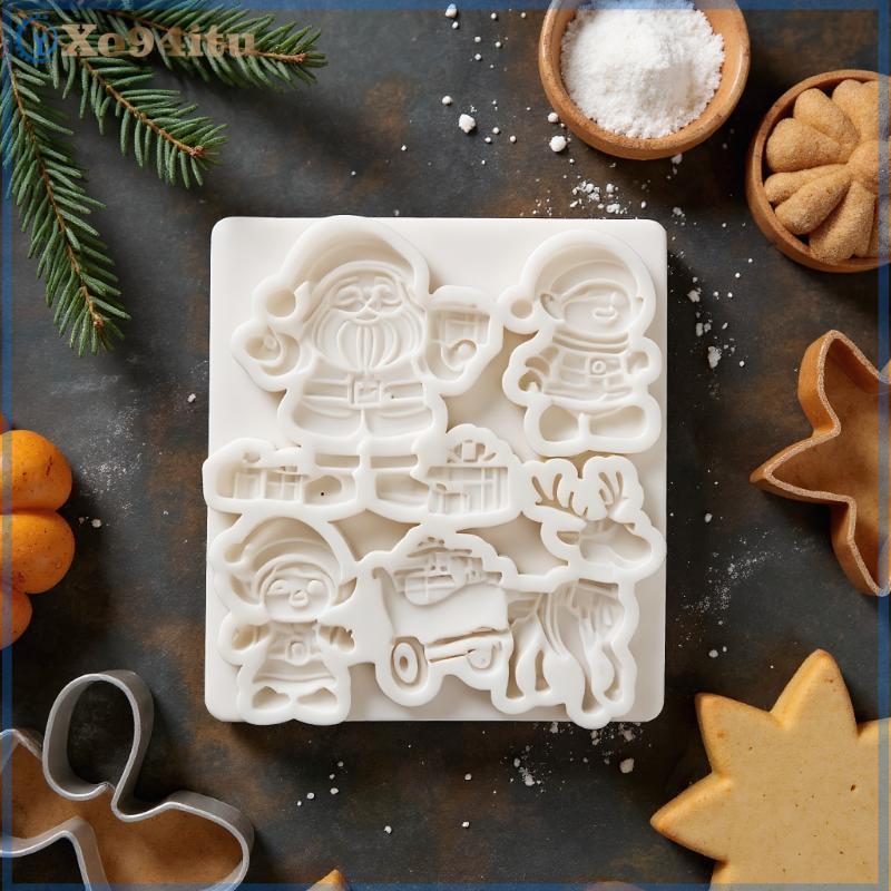 XOITU Tuần lộc Ông già Noel Xe trượt tuyết Giáng sinh Silicone Sugarcraft Khuôn làm bánh Cupcake Khuôn làm bánh Fondant Bánh trang trí Dụng cụ VN