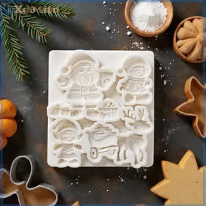 XOITU Tuần lộc Ông già Noel Xe trượt tuyết Giáng sinh Silicone Sugarcraft Khuôn làm bánh Cupcake Khuôn làm bánh Fondant Bánh trang trí Dụng cụ VN