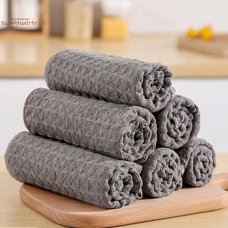 TRTR 5 Chiếc Dày Có Thể Tái Sử Dụng Microfiber Rag Thấm Hút Đĩa Vải Cho Bộ Đồ Ăn Nhà Bếp Rag Khăn Cho Nhà Bếp Vệ Sinh Gia Đình VN