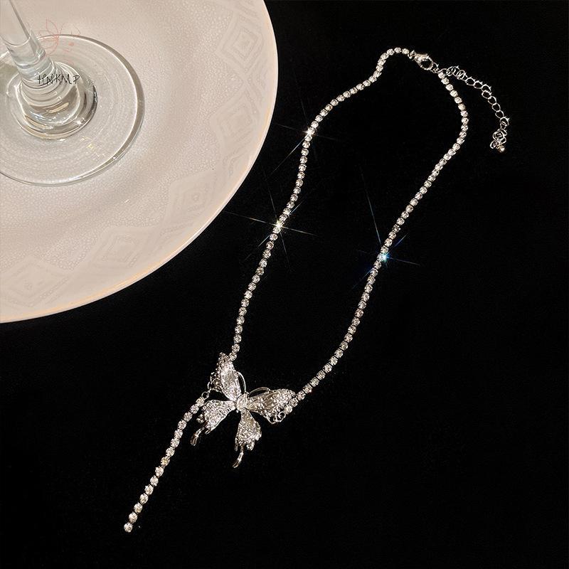 HNKMP Tinh Tế Lấp Lánh Pha Lê Mặt Dây Chuyền Vòng Cổ Pha Lê Sang Trọng Kim Cương Giả Thanh Lịch Choker Tiệc Cưới Trang Sức Thời Trang.