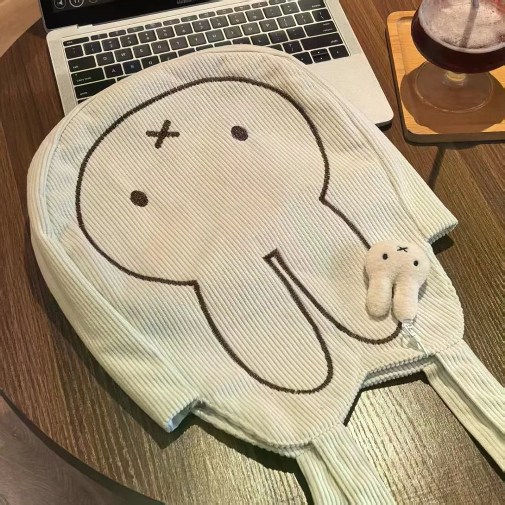 Túi Tote Thỏ Miffy Di Động Dung Tích Lớn Vải Bảo Vệ Thời Trang Túi Thêu Bé Gái Thu Đông Phù Hợp Với Túi Đeo Vai