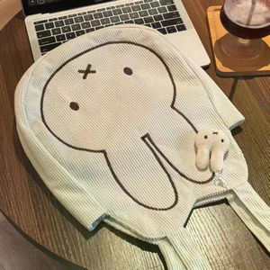 Túi Tote Thỏ Miffy Di Động Dung Tích Lớn Vải Bảo Vệ Thời Trang Túi Thêu Bé Gái Thu Đông Phù Hợp Với Túi Đeo Vai