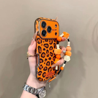 Ốp điện thoại in hình con báo màu cam cửa sổ lớn cho iPhone 17 16 15 14 Pro Max chống sốc bảo vệ camera chống rơi mặt sau mềm