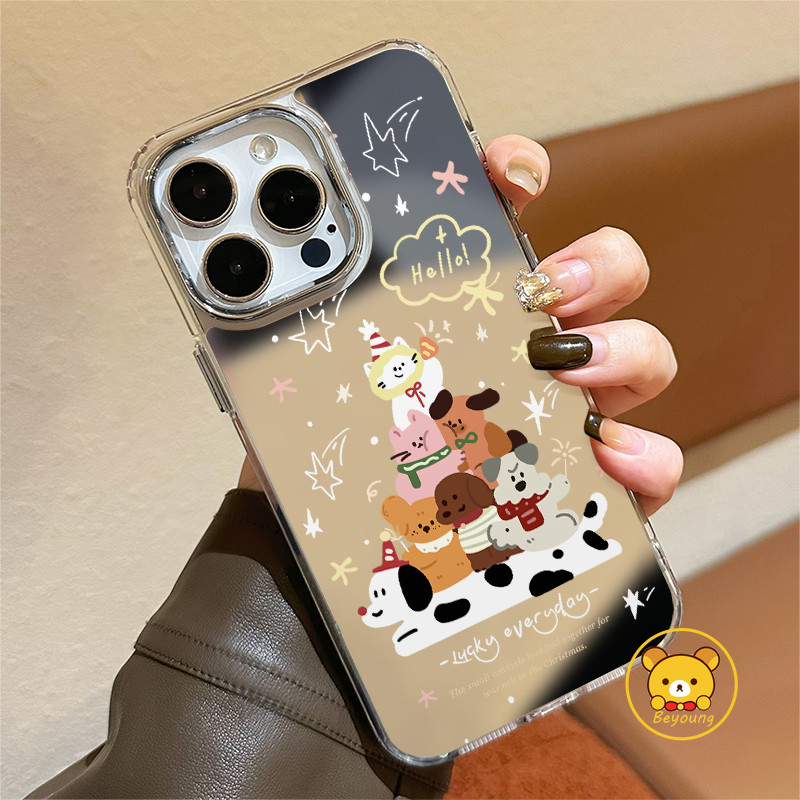 Ốp Điện Thoại Gương Chó Mèo Dễ Thương Cho Motorola Moto Edge 60 Pro G82 G52 G56 G86 G06 G Stylus 5G G Power 2022 G Pure 2021 G Play 2023 Vỏ Hoạt Hình Ngộ nghĩnh Ốp Lưng