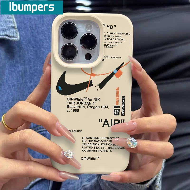 Ibumpers INS Đen SNEAKERS Giày Thể Thao A1R Ốp Điện Thoại Cho iPhone 17 Pro Max Vỏ 16 15 14 Plus 13 12 11 Pro Max Silicon Mềm Nhãn Trắng Ốp Lưng