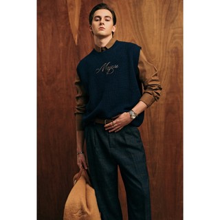 Áo Gile Len Nam Xanh Navy Thêu Logo Majou 25 Knit 0107 | Majou