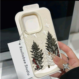 Ốp Điện Thoại Di Động Cây Giáng Sinh Hợp Thời Trang Cho IPhone 17 Pro Max 16 15 14 13 12 11 Pro Max Plus 16e 17 Air Shell Họa Tiết Lichee Dễ Thương Chống Sốc Silicon Mềm Mờ Màu Kẹo