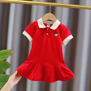Set đầm mùa hè cổ bẻ dáng đuôi cá mùa hẻ mát mẻ cho bé gái từ 9-33kg