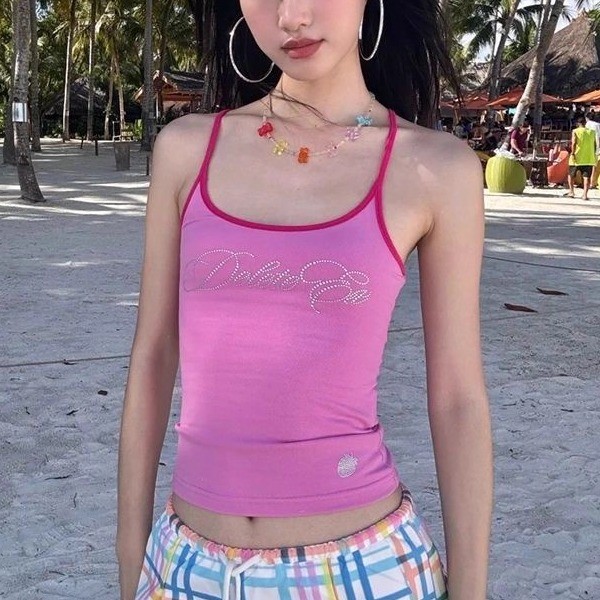 Áo ngực lưng đẹp One American Hot Girl Style Letter Camisole Áo nữ
