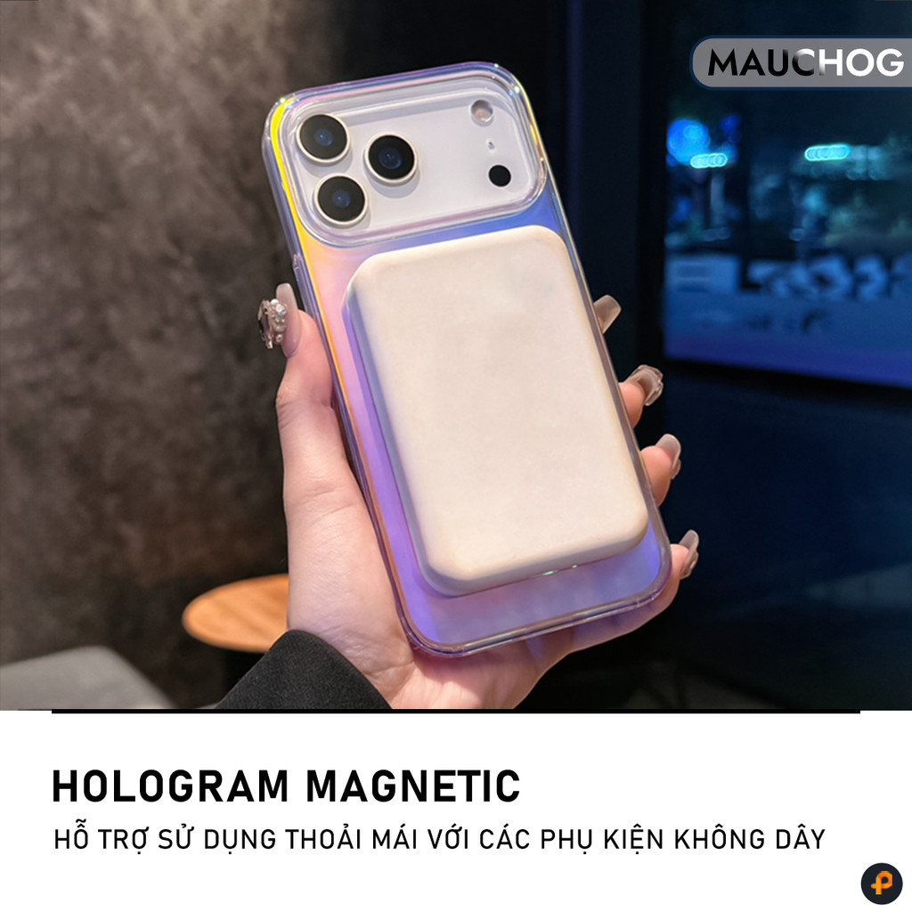 Ốp Lưng Phản Quang Đổi Màu Hỗ Trợ Sạc Không Dây Từ Tính Cho Điện Thoại iPhone 17 Pro Max 16 15 14 13