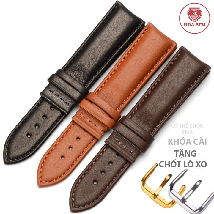 [100% Da bò thật] Dây đồng hồ da bò thật Bo-09 mẫu KHÓA CÀI size 12 14 16 18 20 22 tặng chốt lò xo | BigBuy360 - bigbuy360.vn