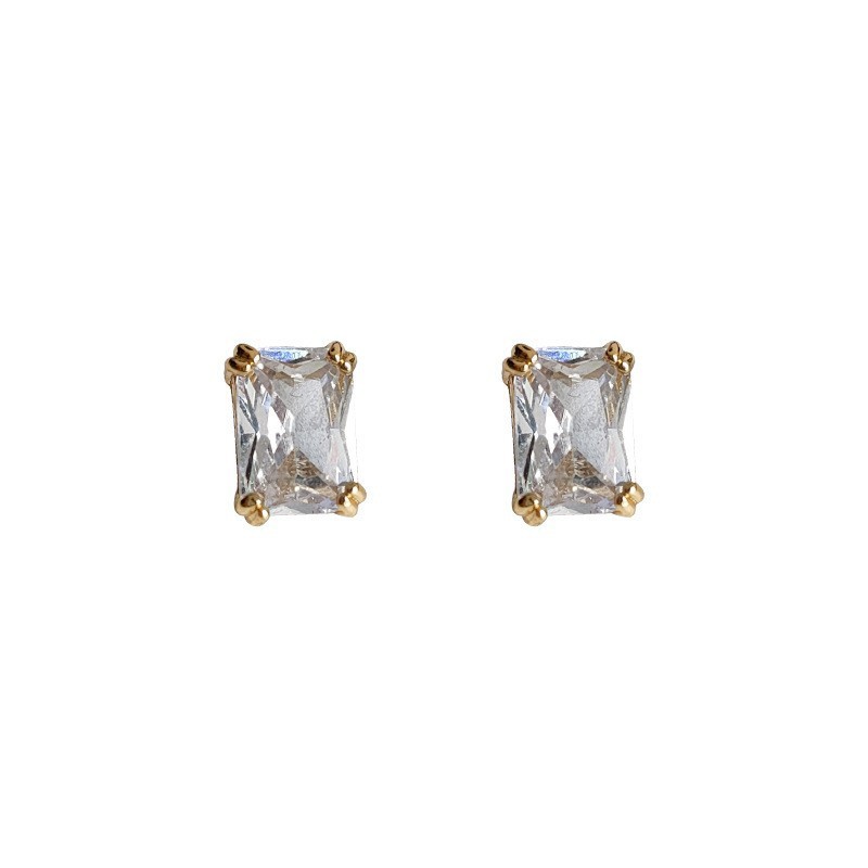 Bộ bông tai zircon mini khảm vi mô, mạ vàng trắng 14K - Sang trọng và độc đáo