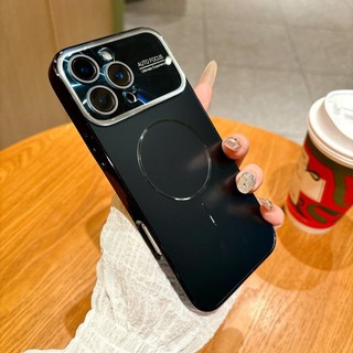 Thời Trang Pha Lê Mạ Cửa Sổ Lớn Camera Từ Tính Ốp Lưng Điện Thoại iPhone 17 16 15 14 13 12 11 Pro Max Cho Magsafe Charge Cover