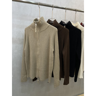 Áo khoác cardigan dáng rộng cổ đứng, dây kéo đôi - Phù hợp thời tiết thu đông, style thoải mái