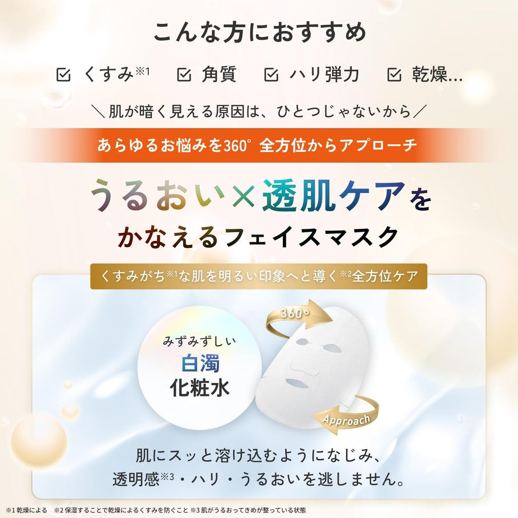 LuLuLun Aura Bright Mask W - 28 sheets, Face Pack, Sheet Mask, Pores, Face, Pack, Large Capacity- Direct from Japan