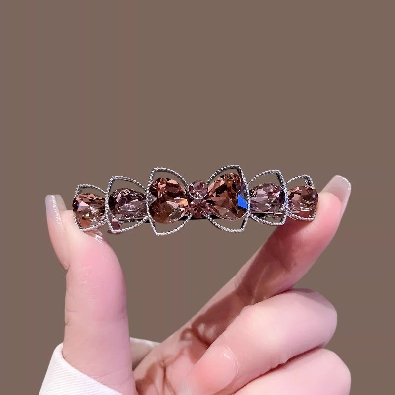 Kẹp tóc cao cấp phiên bản Hàn Quốc với pha lê nơ xoắn - Thích hợp để kẹp tóc mái và đầu lưng