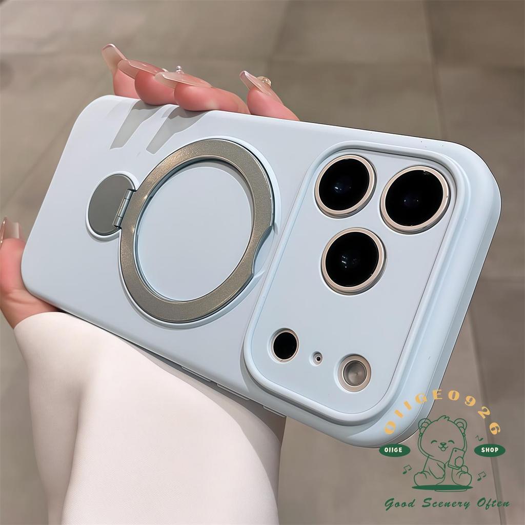 【 Ốp lưng iPhone17 】 Giá đỡ chất lỏng màu Macaroon từ tính Vỏ điện thoại iphone17 Pro Max 16 15 14 13 cho vỏ iPhone Vỏ mềm silicon TPU chống sốc