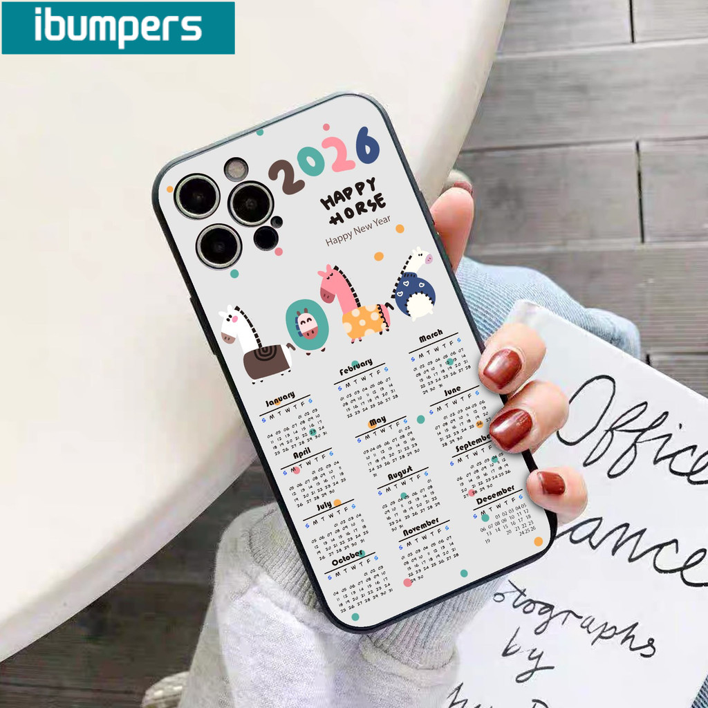 Ibumpers Ốp Điện Thoại Họa Tiết Ngựa Dễ Thương 2026 Họa Tiết Calenda Silicon Mềm Cao Cấp Vỏ Chống Sốc Cho iPhone 11 12 13 14 15 16 Pro Max IP 7 8 Plus Iphon X XS XR Xs max