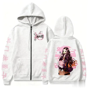 Áo hoodie zip nữ họa tiết Demon Slayer, phù hợp dạo phố mùa thu đông