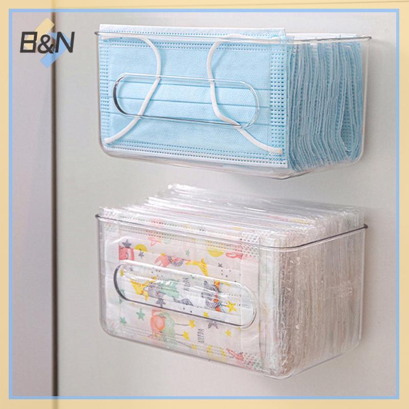 Hộp lưu trữ trong suốt B & N Hộp đựng khăn giấy treo tường Dung tích lớn Giá đỡ mặt nạ dùng một lần miễn phí cho lối vào văn phòng tại nhà.
