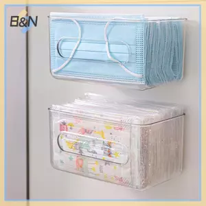 Hộp lưu trữ trong suốt B & N Hộp đựng khăn giấy treo tường Dung tích lớn Giá đỡ mặt nạ dùng một lần miễn phí cho lối vào văn phòng tại nhà.