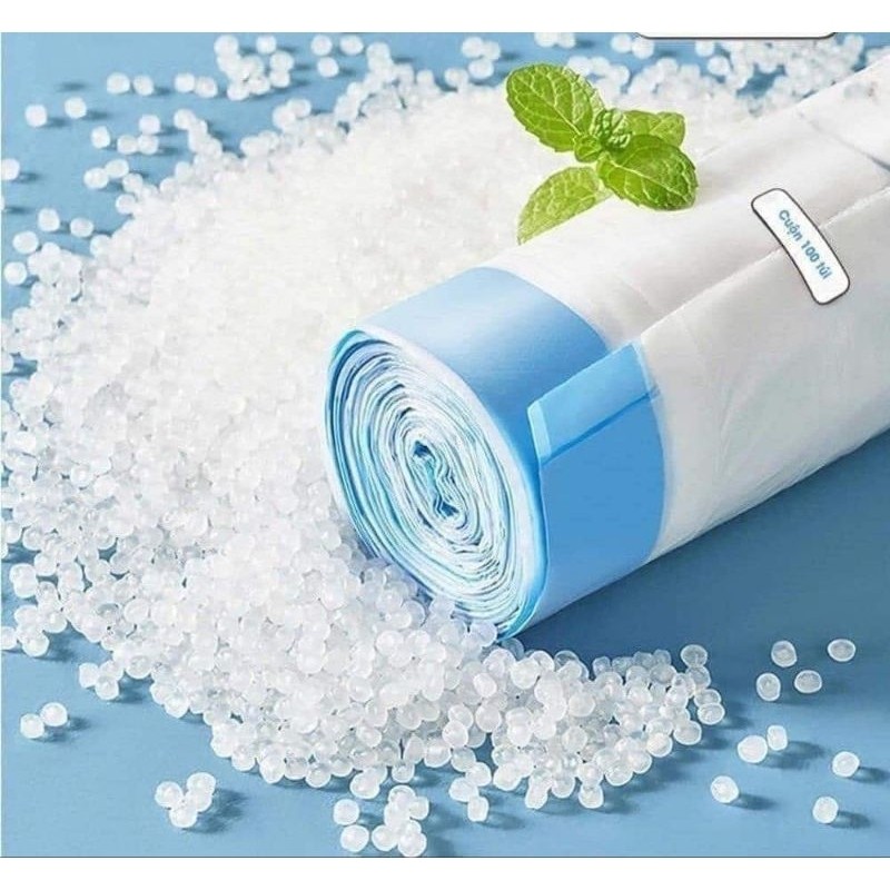 Túi đựng rác dây rút Minaier cuộn 50 túi chống rò rỉ nước, không sợ bẩn tay | Túi đựng rác siêu dai kích thước 45*50cm