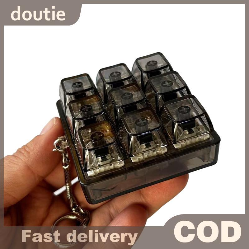Doutie 4 / 9 Phím Bàn Phím Cơ Trục Máy Kiểm Tra Bàn Phím LED Chìa Khóa Giảm Căng Thẳng DIY Nút Keycap Móc Khóa Đồ Chơi Quà Tặng VN