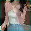Crop top nữ cao cấp tay dài đan, cổ tròn ôm dáng phong cách Hàn Quốc