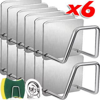 2 / 4 / 6 Giá xốp bồn rửa chén nhà bếp bằng thép không gỉ - Móc lưu trữ thoát nước tự dính đa chức năng