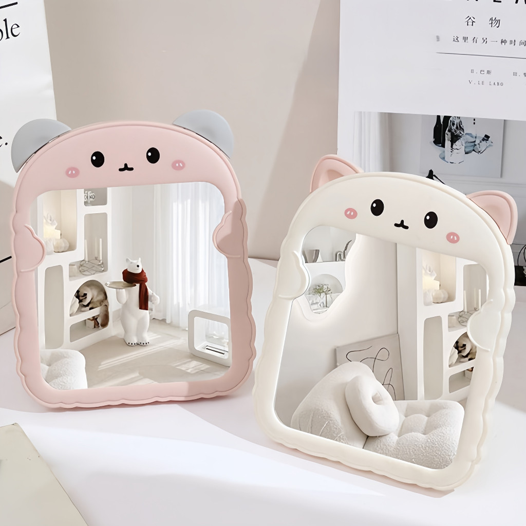 Gương Tròn Để Bàn Mini,Gương Để Bàn Tai Gấu,Gương Decor Góc Trang Điểm Xinh Xắn,Gương Trang Điểm Để Bàn,Gương Nhà Tắm