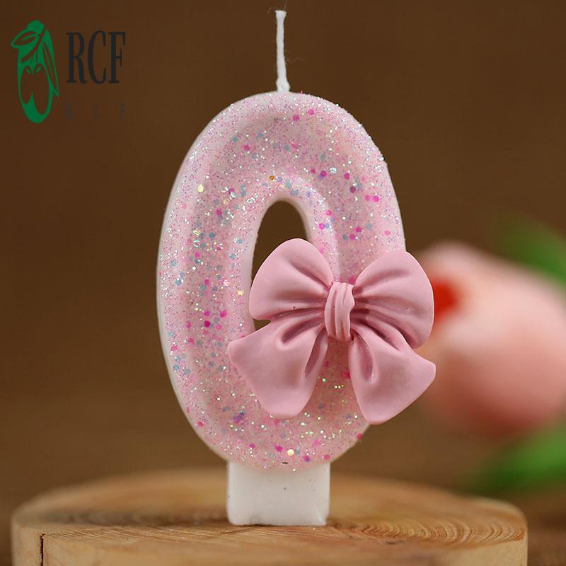 Bánh Sinh Nhật Số Nến Thiết Kế 3D Bánh Hồng Topper Trang Trí Thích Hợp Cho Bánh Cupcake Tự Chế