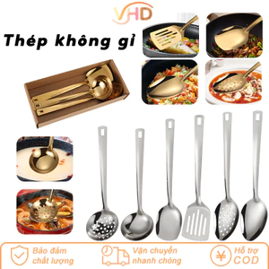 Bộ Dụng Cụ Bếp Inox Cao Cấp 6 Món - Inox 304 Chống Gỉ, Phù Hợp Với Mọi Loại Bếp, Thiết Kế Tiện Lợi Có Móc Treo