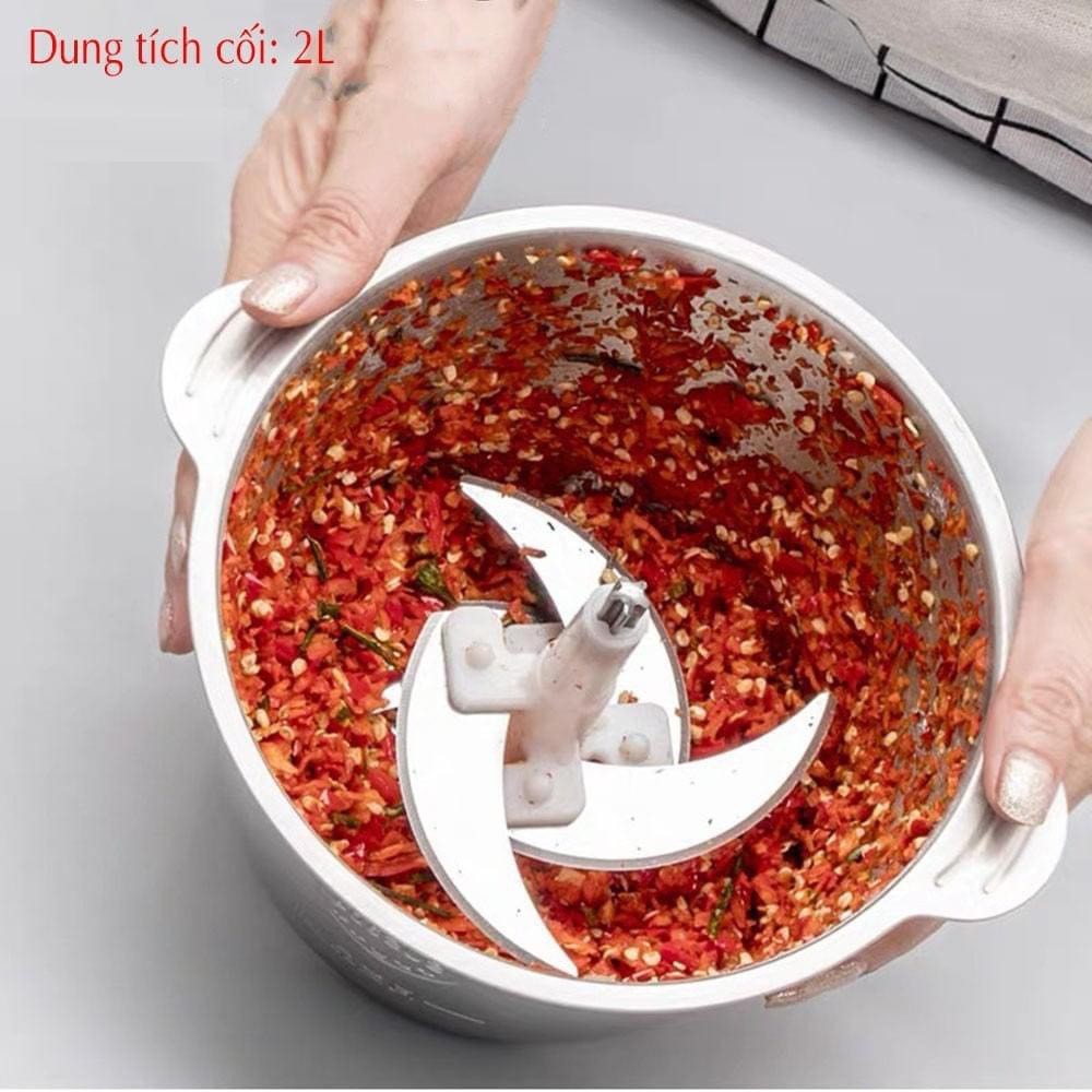 Máy xay thịt đa năng cối inox 2L công suất 250W xay thịt cá rau củ trái cây tỏi ớt tiện lợi