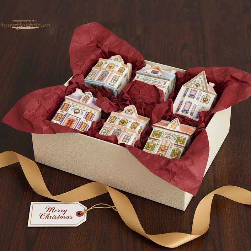 TRTR Holiday Village Spice House Set, Giáng sinh Gingerbread House Lọ, Trang trí lễ hội Mặt bàn bếp Nến Giáng sinh VN