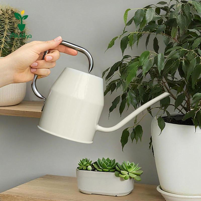 Bình tưới nước Miulika 1L, có vòi dài Phụ kiện màu trắng đa năng Chậu tưới vườn cho rau củ Hoa Rửa xe Sân vườn ngoài trời